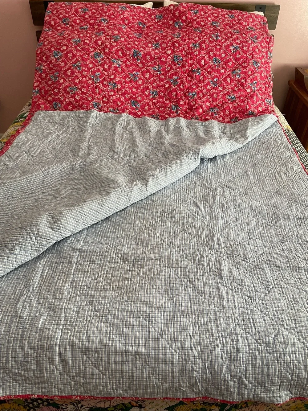 THE LINEN SOURCE Y2K Cotton Floral Cottagecore Shabby Chic Romantic King Quilt